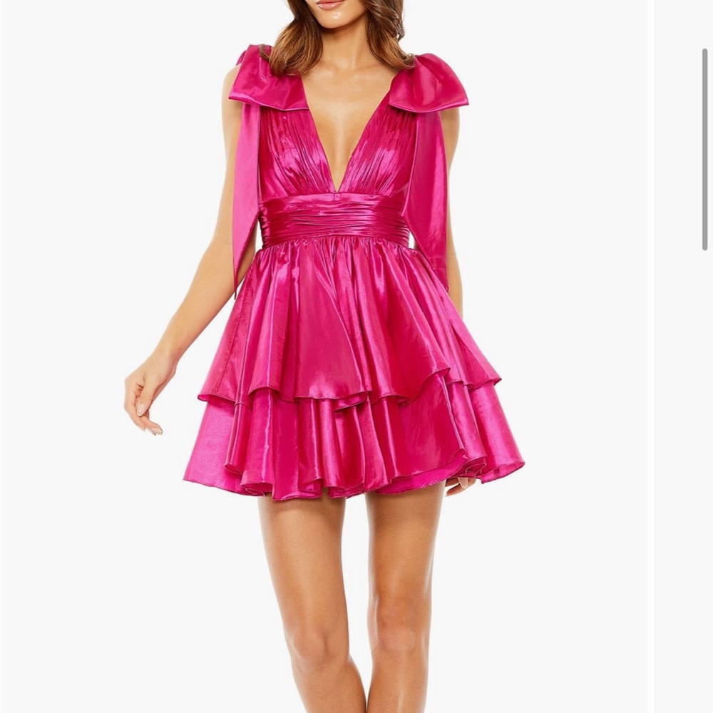 Mac Duggal Fuchsia Layered Mini Dress